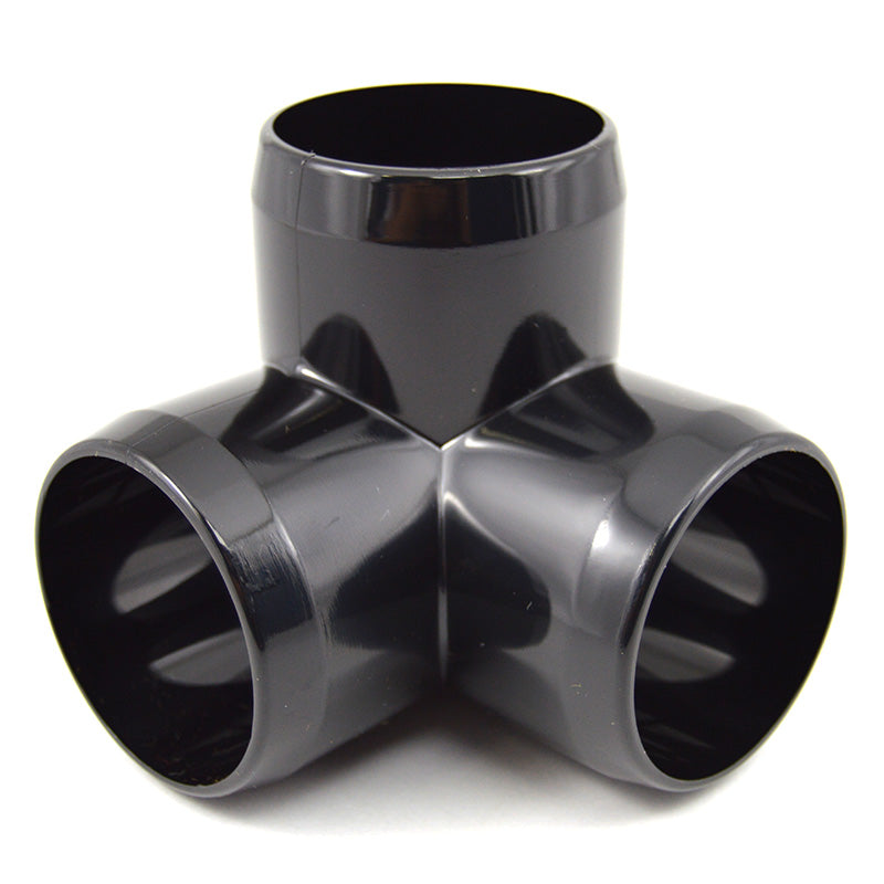 1-1/2" 3-Way PVC Furniture Fitting - Black