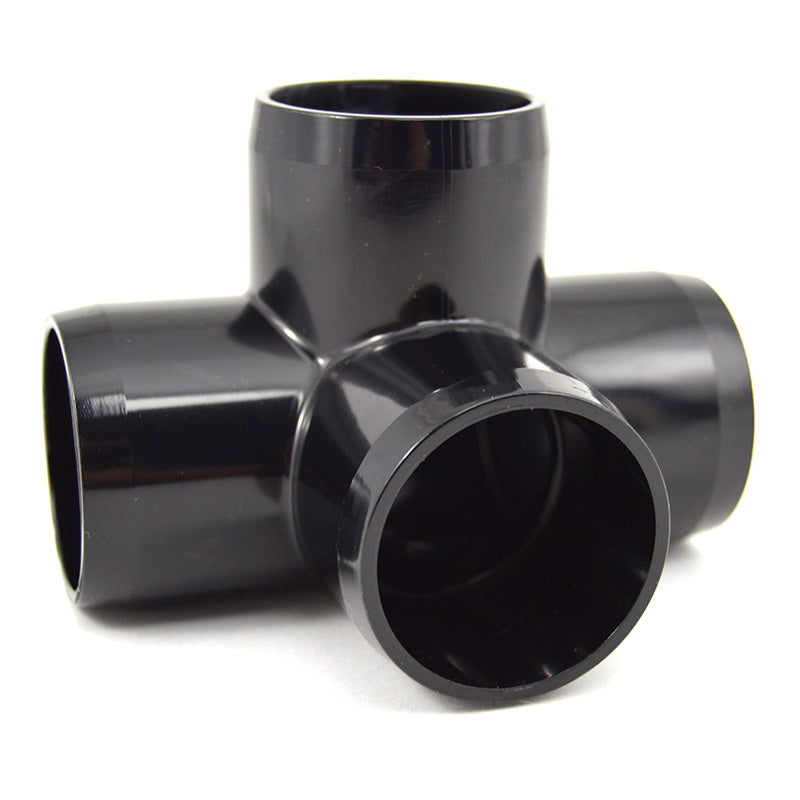 1-1/4" 4-Way PVC Furniture Fitting - Black