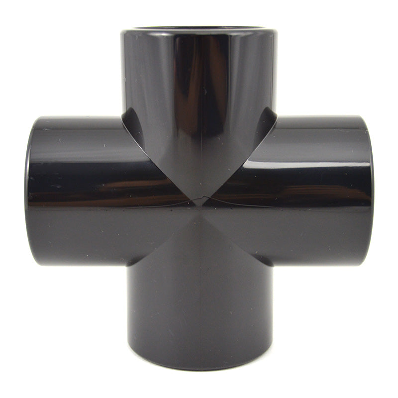 1-1/2" PVC Cross Furniture Grade - Black