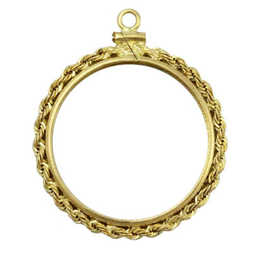 Coin Bezel Euro Ten Cent Yellow Gold Filled Rope Edge Coin Frame Pendant