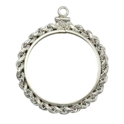 Coin Bezel 1/2 oz Gold Maple Leaf Sterling Silver Rope Edge Coin Frame Pendant