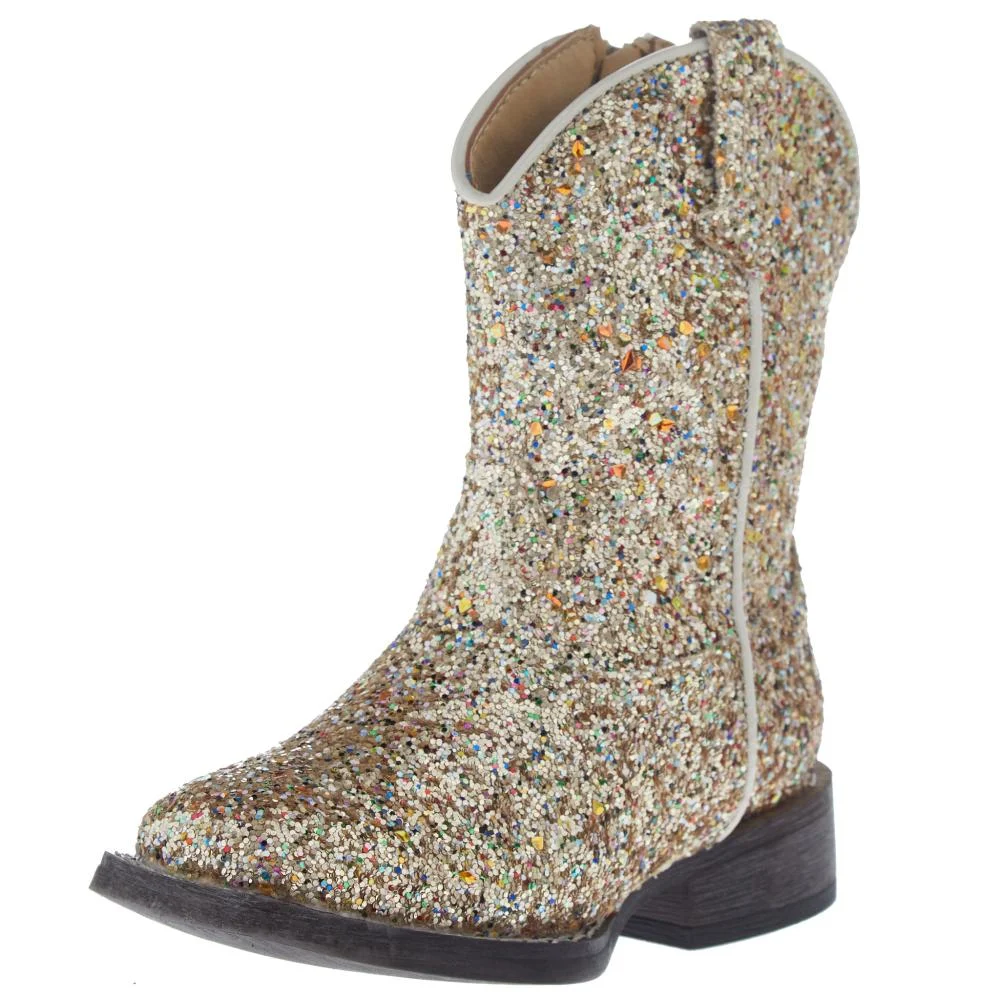Roper Footwear Toddler Silver Glitter Galor Cowgirl Boot