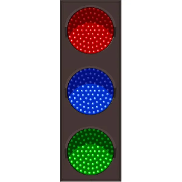 Signal-Tech 24423 TCL217RBG-226H/120-277VAC Indicator Dots, Triple with Hoods, Vertical, 5 in dia, Red – Blue – Green Outdoor Blank-out LED Direct-view Sign