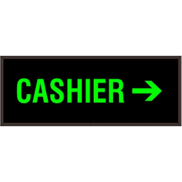 Signal-Tech 29355 PHX718G-H428/120-277VAC CASHIER w/ Right Arrow Outdoor Blank-out LED Backlit Sign
