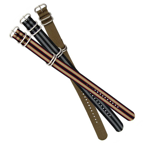 20mm Nylon Striped Watch Strap 12 Inch Length