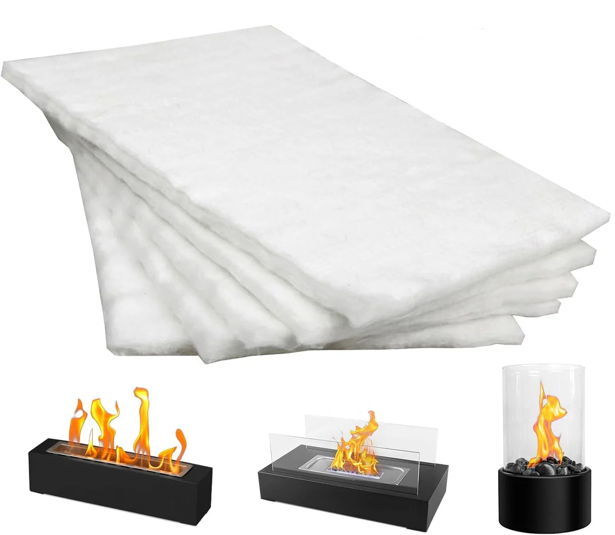Tabletop Fire Pit Ceramic Wool Wick Table Top Firepit Sponge Cotton Core for Bioethanol Rubbing Alcohol Fireplaces, 5 Pcs