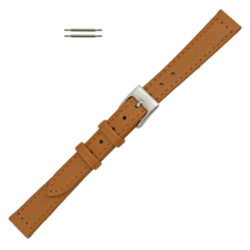 Flat Watch Band 12mm Classic CalfTan Leather 7 Inch Length