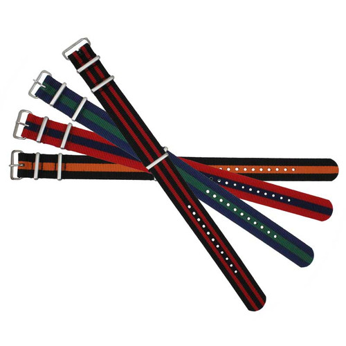 22mm Striped Nylon Watch Strap 10 1/2 Inch Length