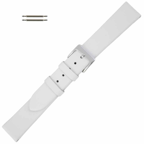 Leather Watch Band 18mm Smooth Calf White 8 1/4 Inch Length