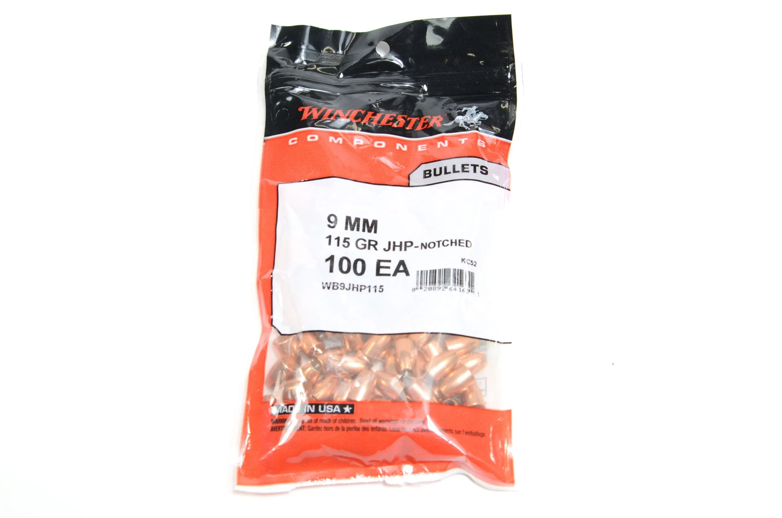 Winchester .355 Diameter 115 Grain Jacketed Hollow Point 100 Count Bullets