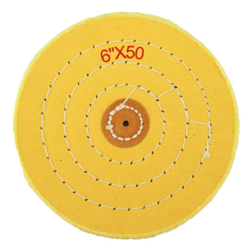 Yellow Treated Polishing Buff 6 Inch Diameter- Choose Ply Thickness